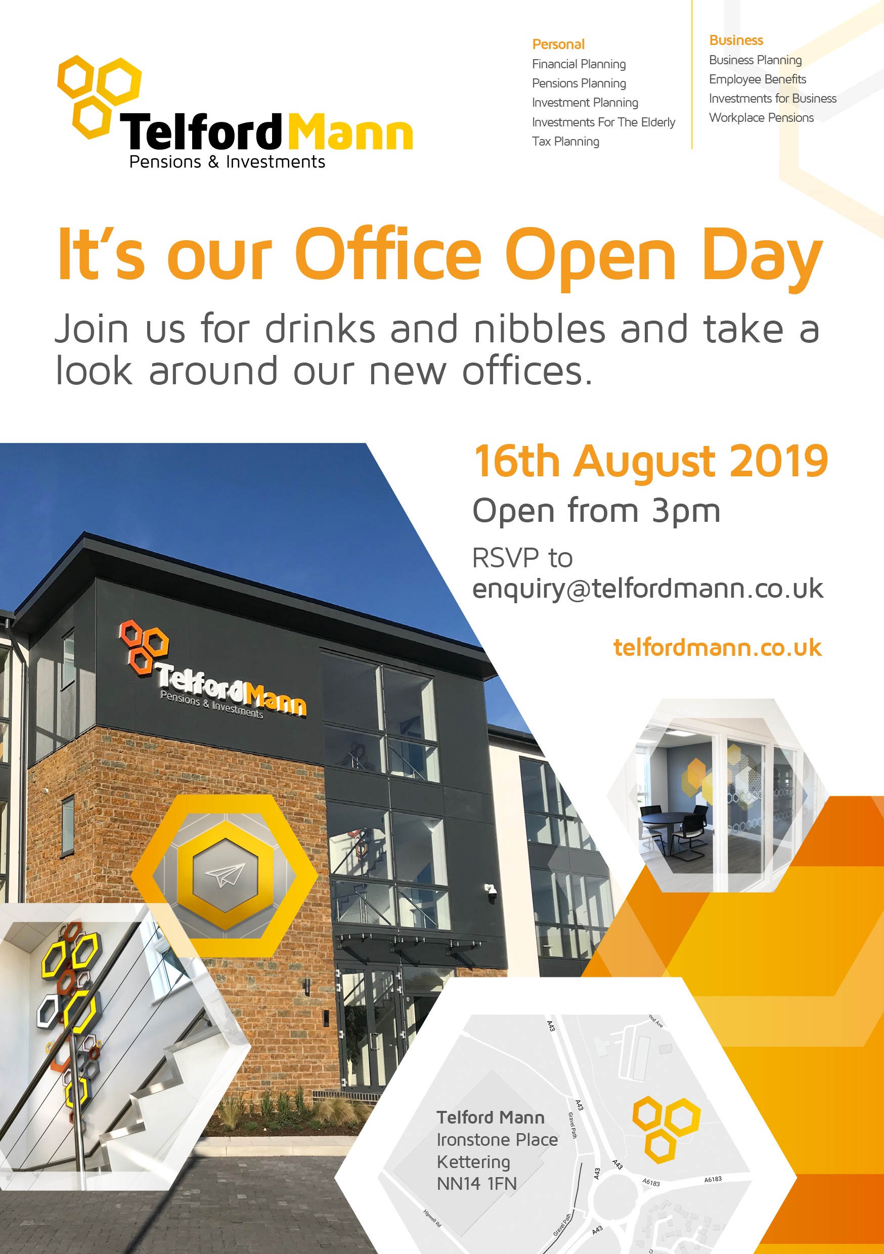 Telford Mann New Offices Open Day Invitation – 16th August 2019